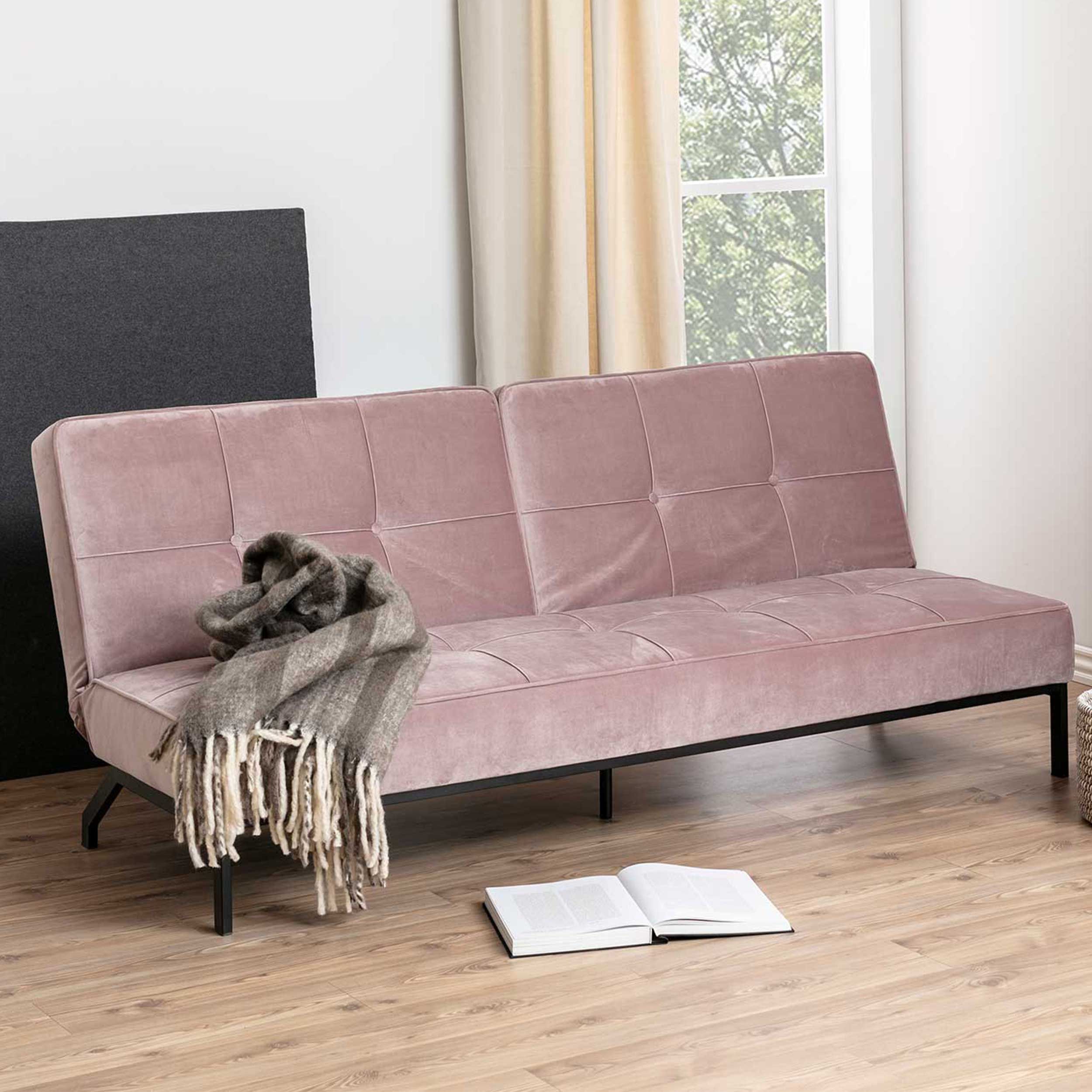 Canapé-lit Giovanni - vieux rose/noir