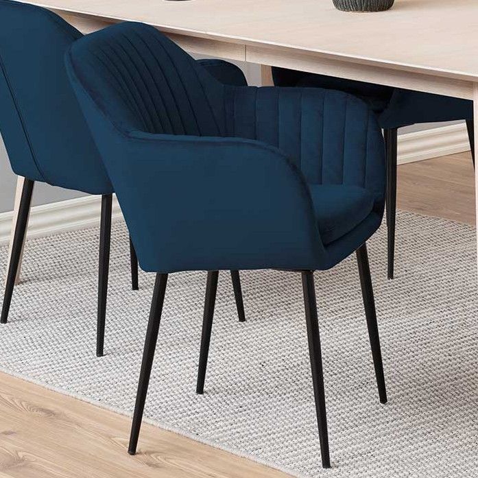 Chaise avec accoudoirs Hermeline - bleu foncé/noir