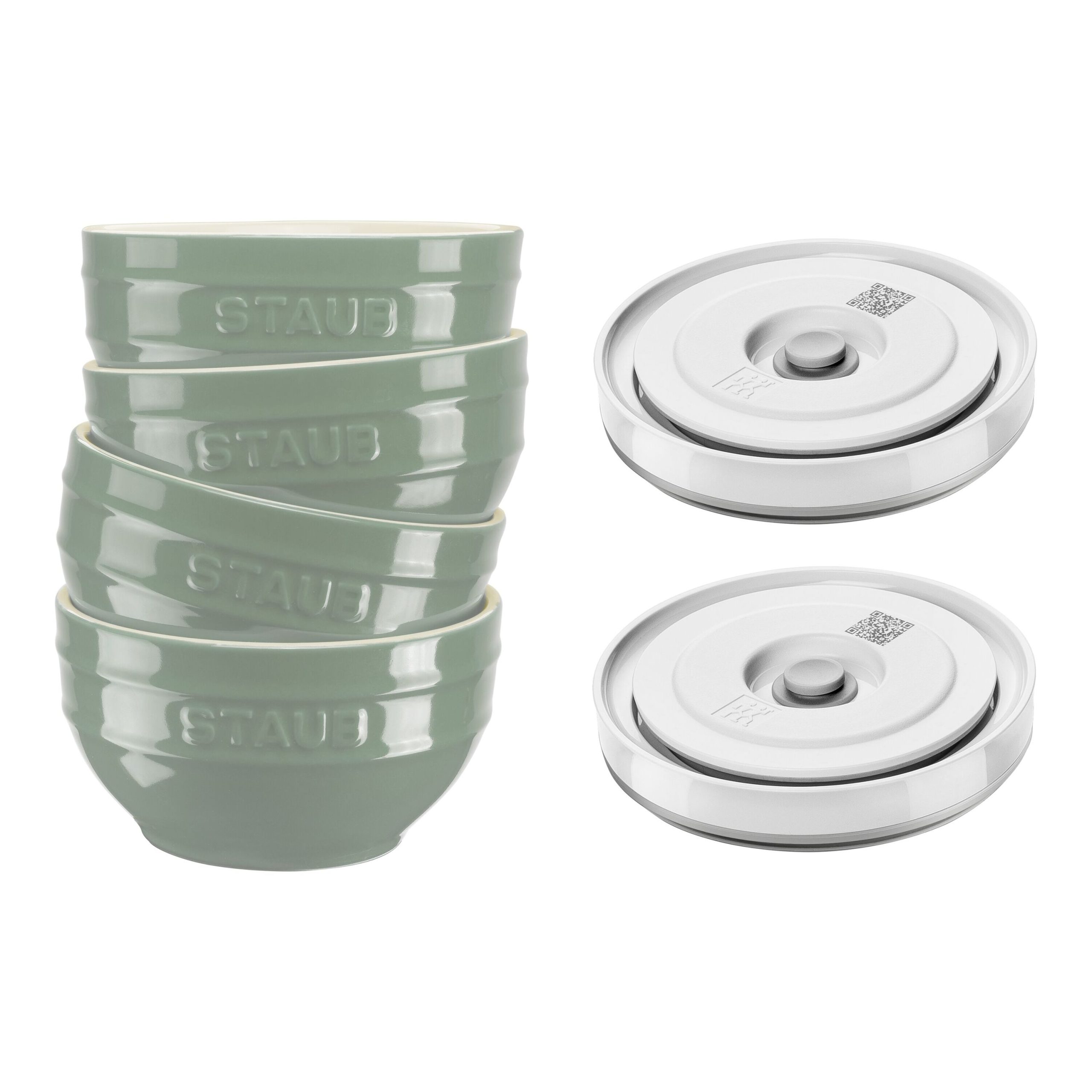 Set de bols avec couvercle / 6-pcs, 12 cm/Eucalyptus
