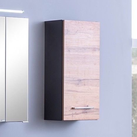 Armoire murale Pares 30cm 1 porte - graphite/chêne wotan