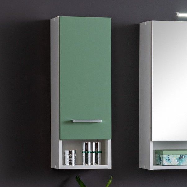 Armoire murale Ricca 25cm 1 porte - blanc/vert