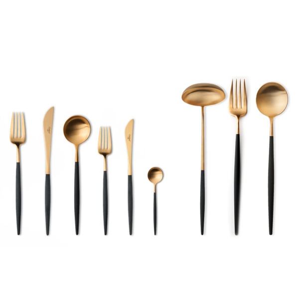 Cutipol Goa Matte Gold 75 delig bestek - Kleur Zwart