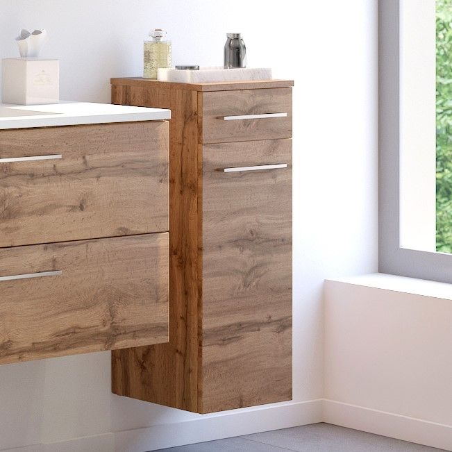 Armoire de salle de bains Sefa 30cm 1 porte et 1 tiroir - chêne