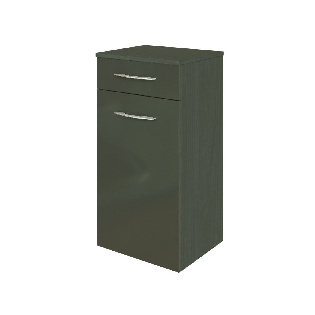 Armoire salle de bains Florent 40cm 1 porte & 1 tiroir - graphite/gris brillant