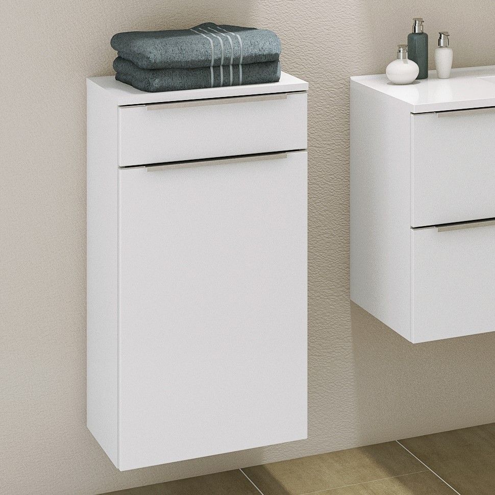 Armoire salle de bains Hansen 40cm 1 porte & 1 tiroir - blanc