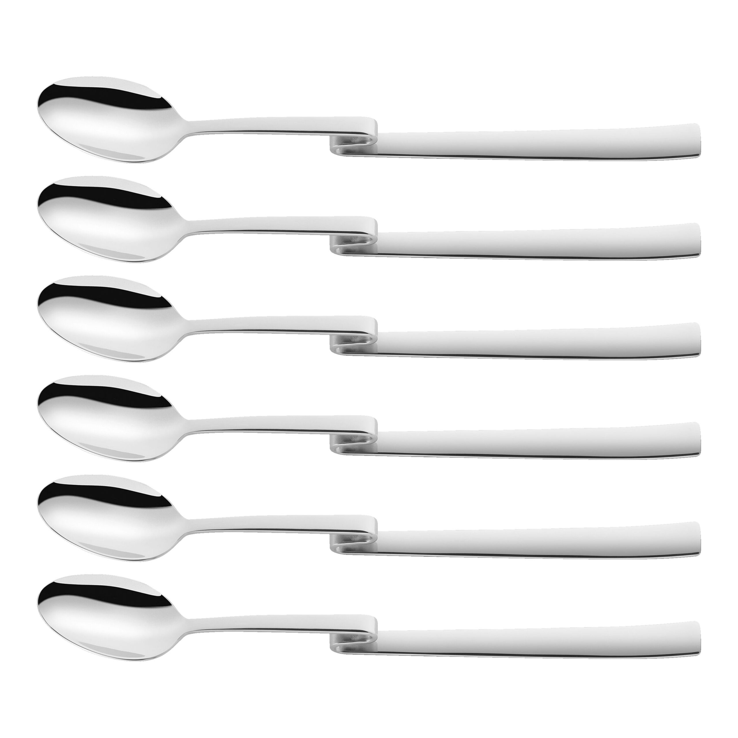 6-pcs, Set de cuillères à Latte Macchiato, Argent