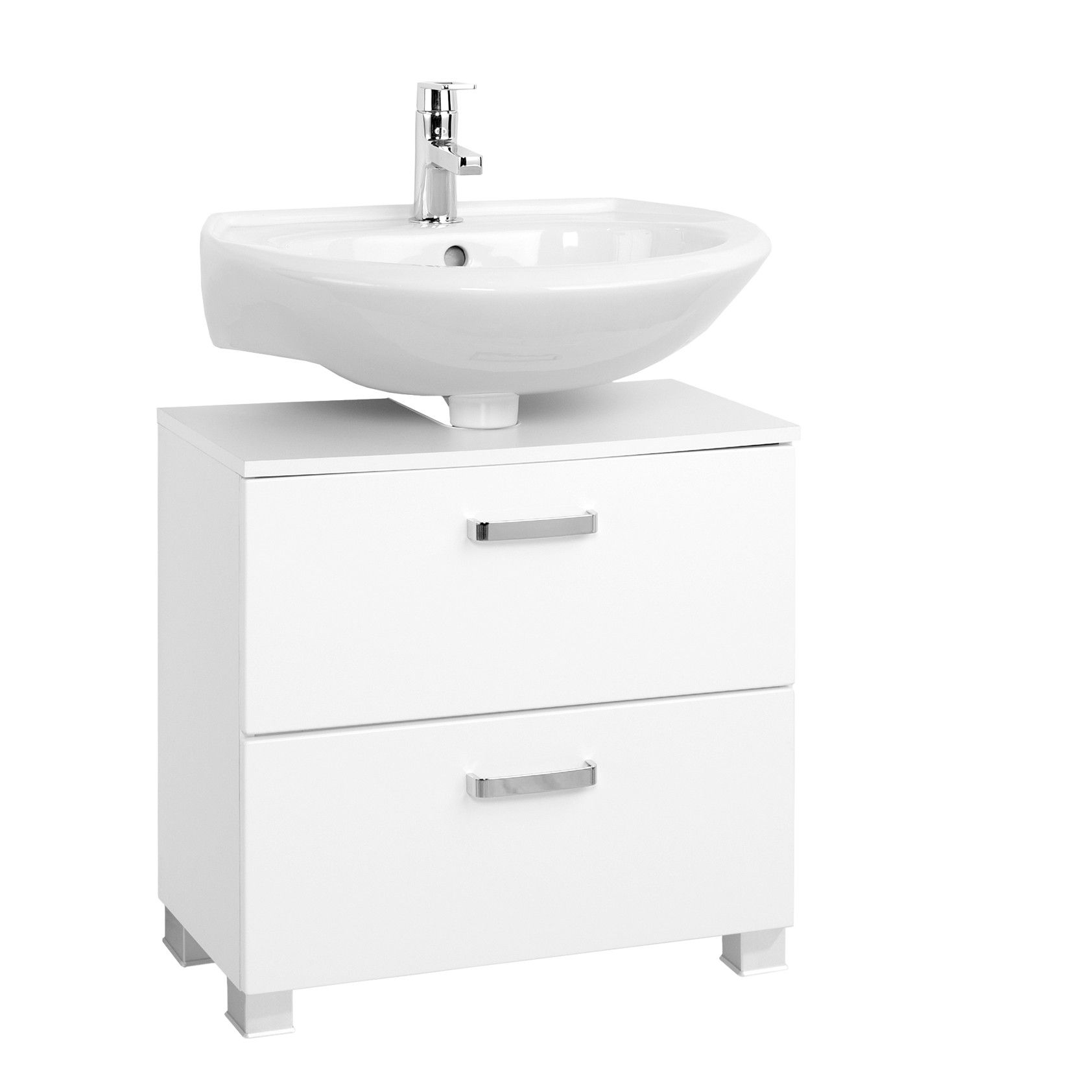 Meuble sous lavabo Bobbi 60cm 1 porte et 1 tiroir à fermeture douce - blanc