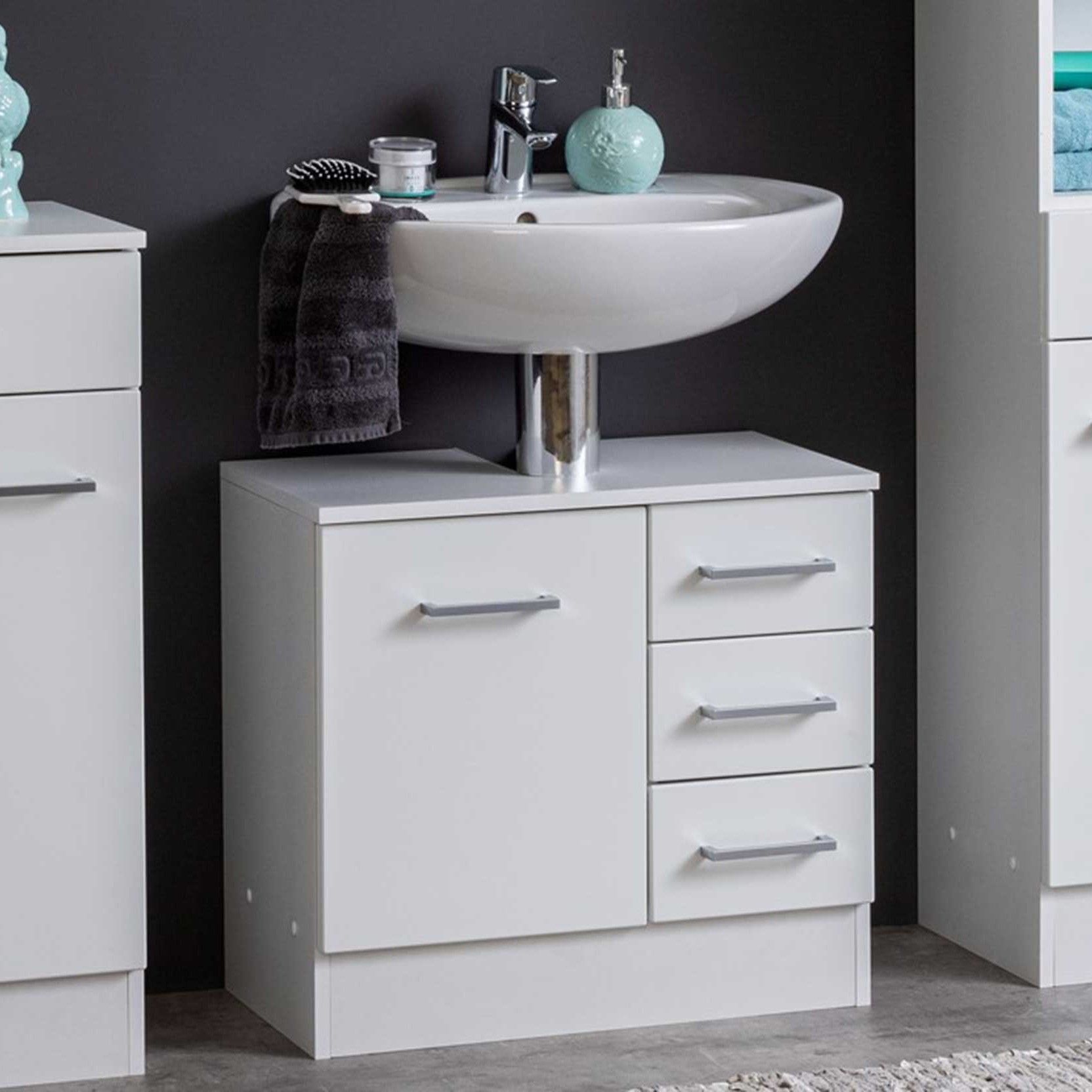 Meuble sous lavabo Ricca 60cm 1 porte & 3 tiroirs - blanc