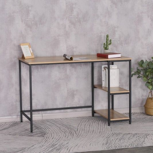 Bureau Riko 120cm avec 2 étagères - noir/brun