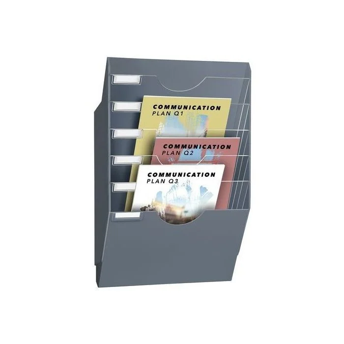 Présentoir mural - A4 Paysage - 6 compartiments - Gris CEP Réception