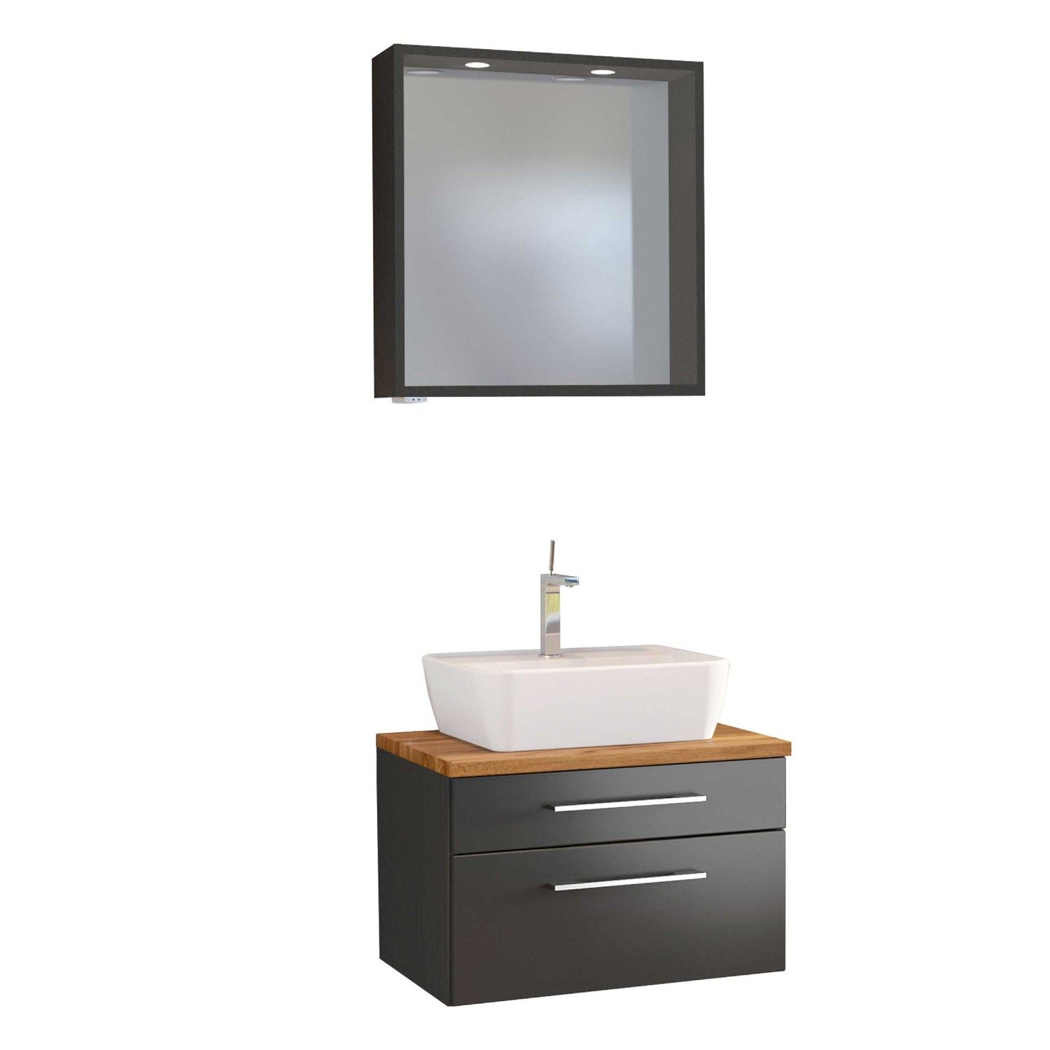 Set meuble lavabo & miroir Dasa 60cm - graphite/gris mat
