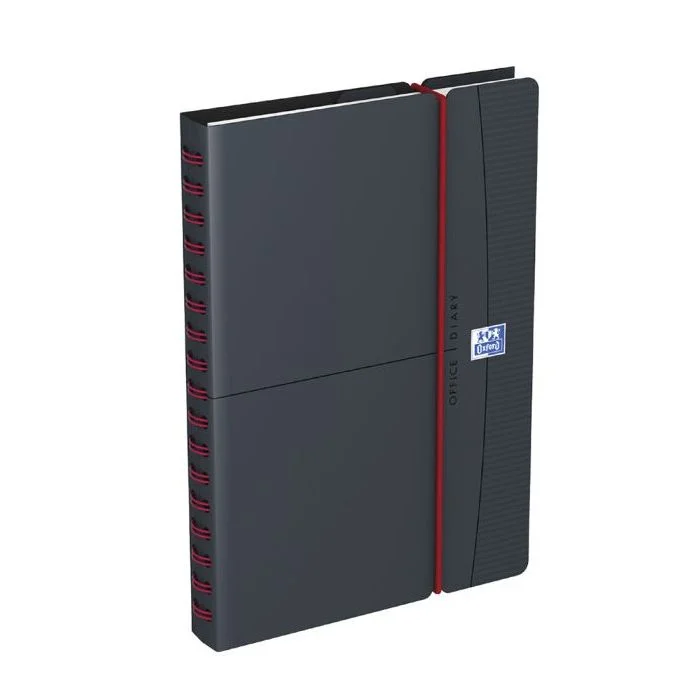 Agenda Semainier 2026 - 15 x 21 cm OXFORD Office Gris / élastique rouge