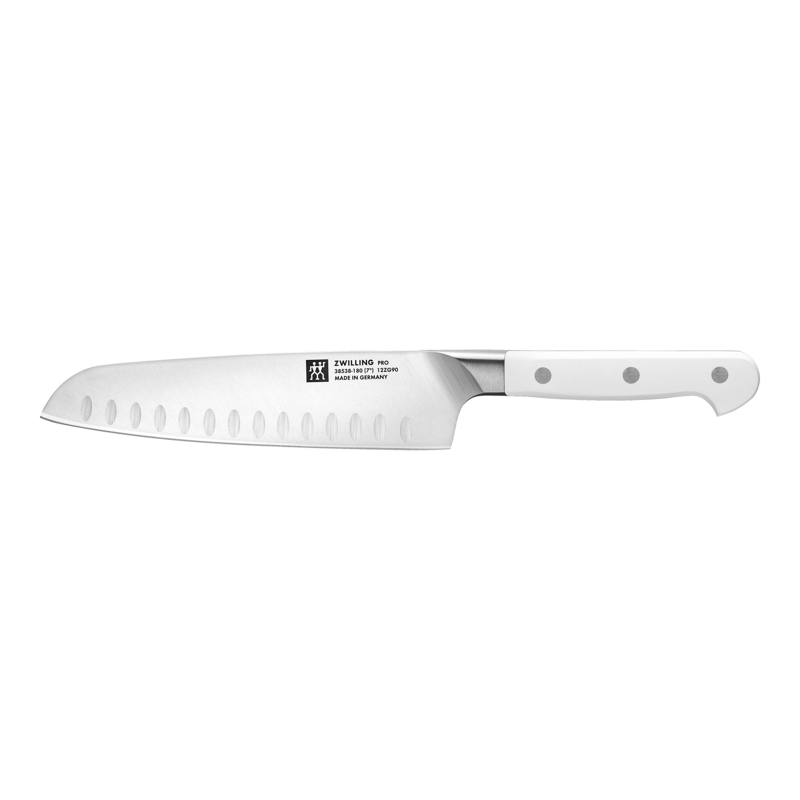 Santoku 18 cm, Blanc, Tranchant alvéolé