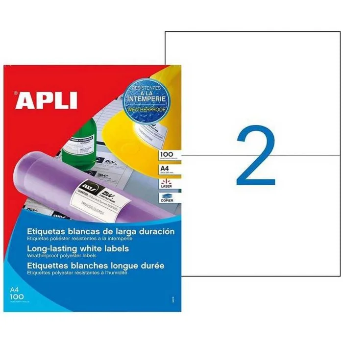 Étiquettes adhésives spéciales intempéries - 210 x 148,5 mm APLI Lot de 200