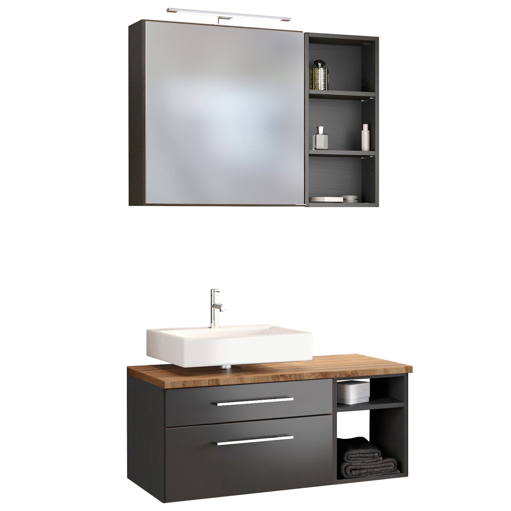 Ensemble salle de bains Dasa 5 gauche - graphite/gris mat