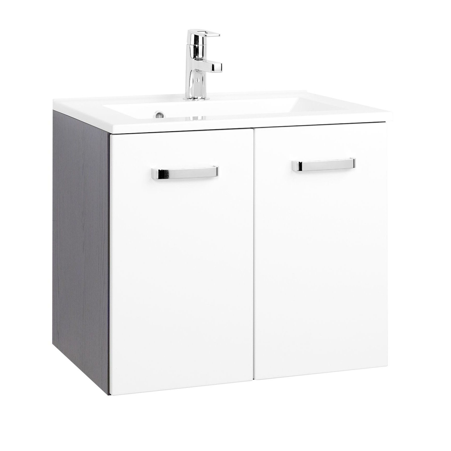 Meuble vasque Bobbi 70cm 2 portes - graphite/blanc brillant