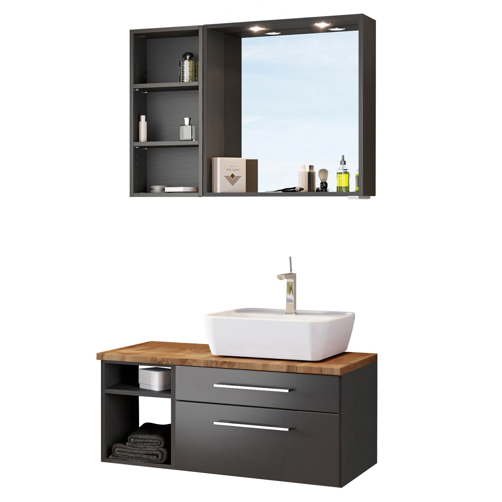 Ensemble salle de bains Dasa 9 droite - graphite/gris mat