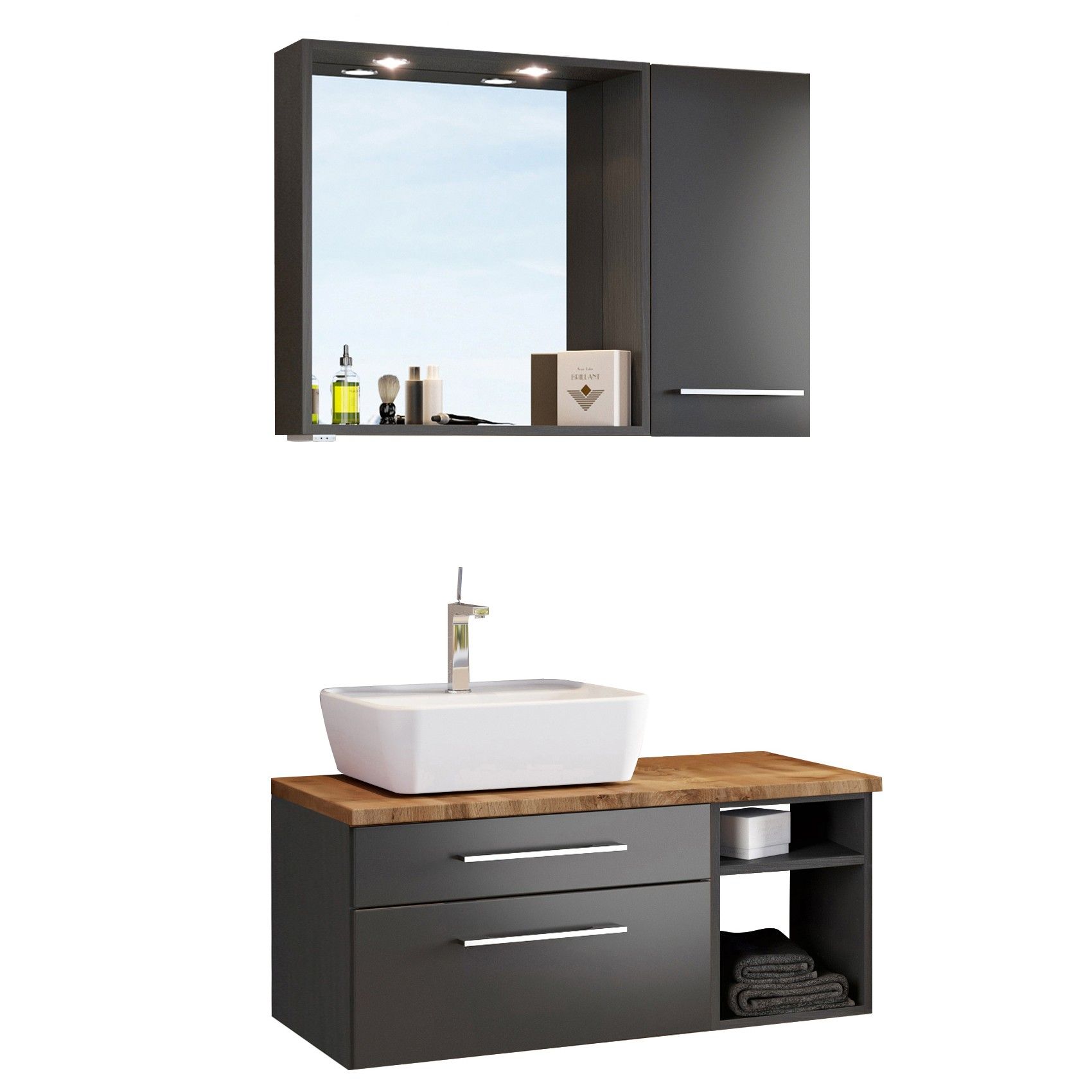 Ensemble salle de bains Dasa 10 gauche - graphite/gris mat