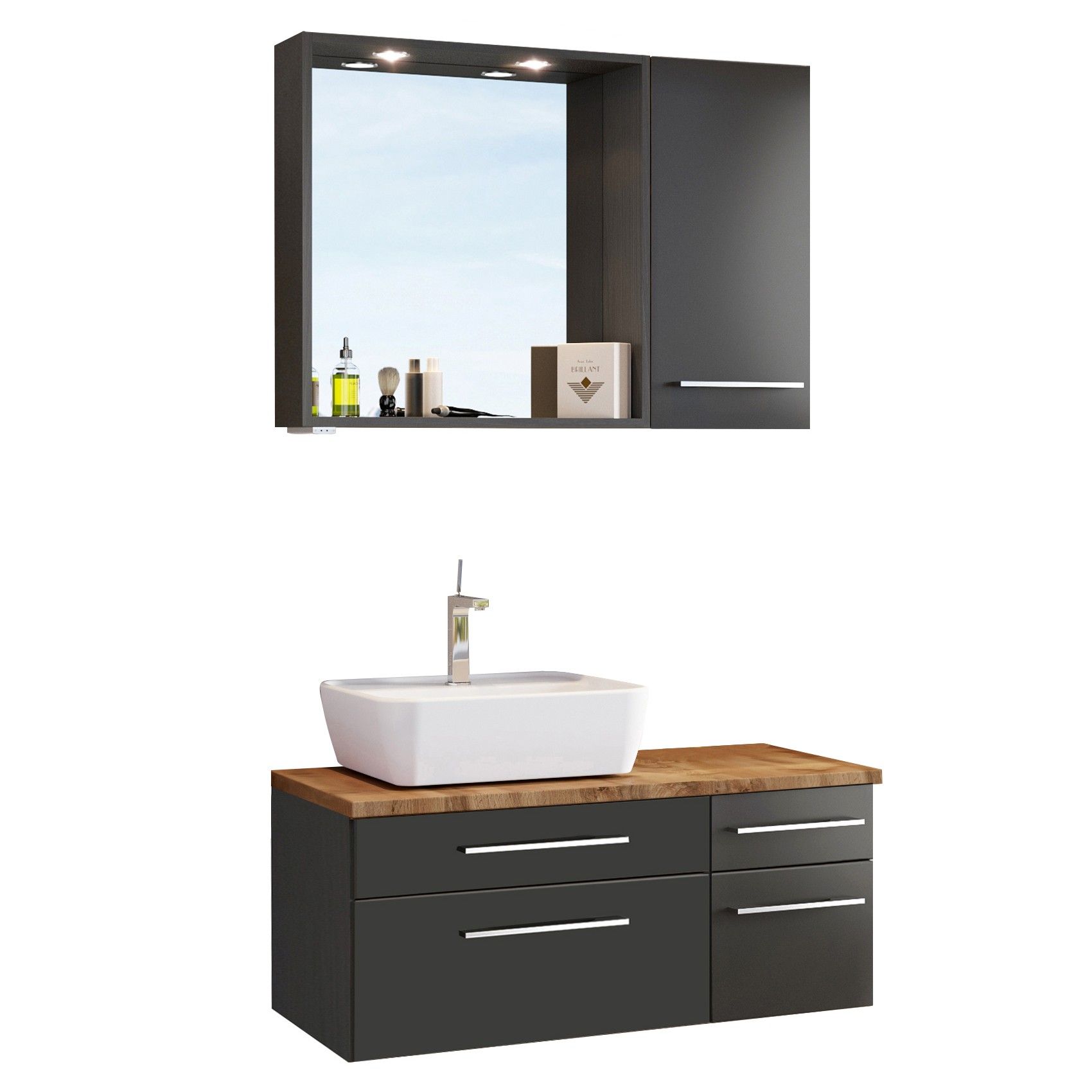 Ensemble salle de bains Dasa 12 gauche - graphite/gris mat