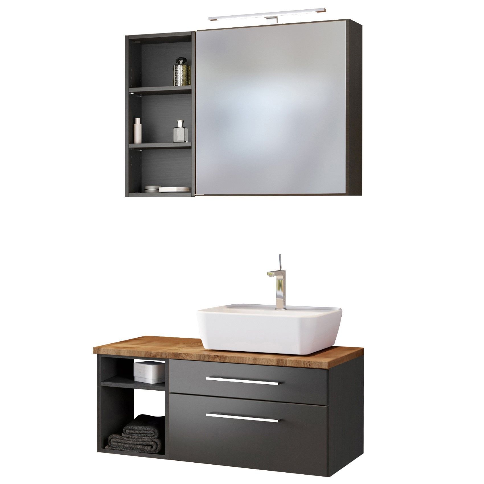 Ensemble salle de bains Dasa 13 droite - graphite/gris mat