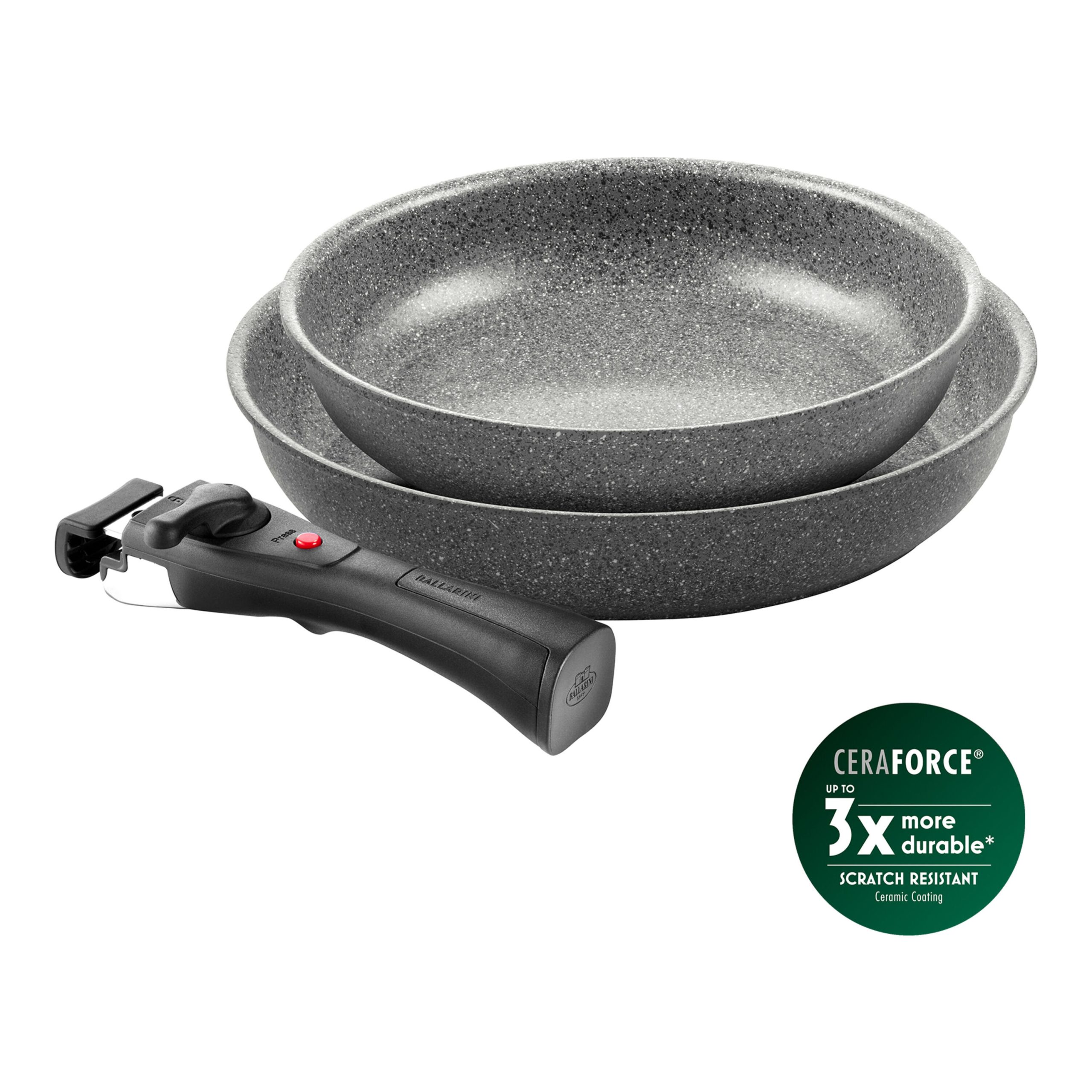 Set de poêles, 3-pcs, Aluminium, Revêtement antiadhésif en céramique