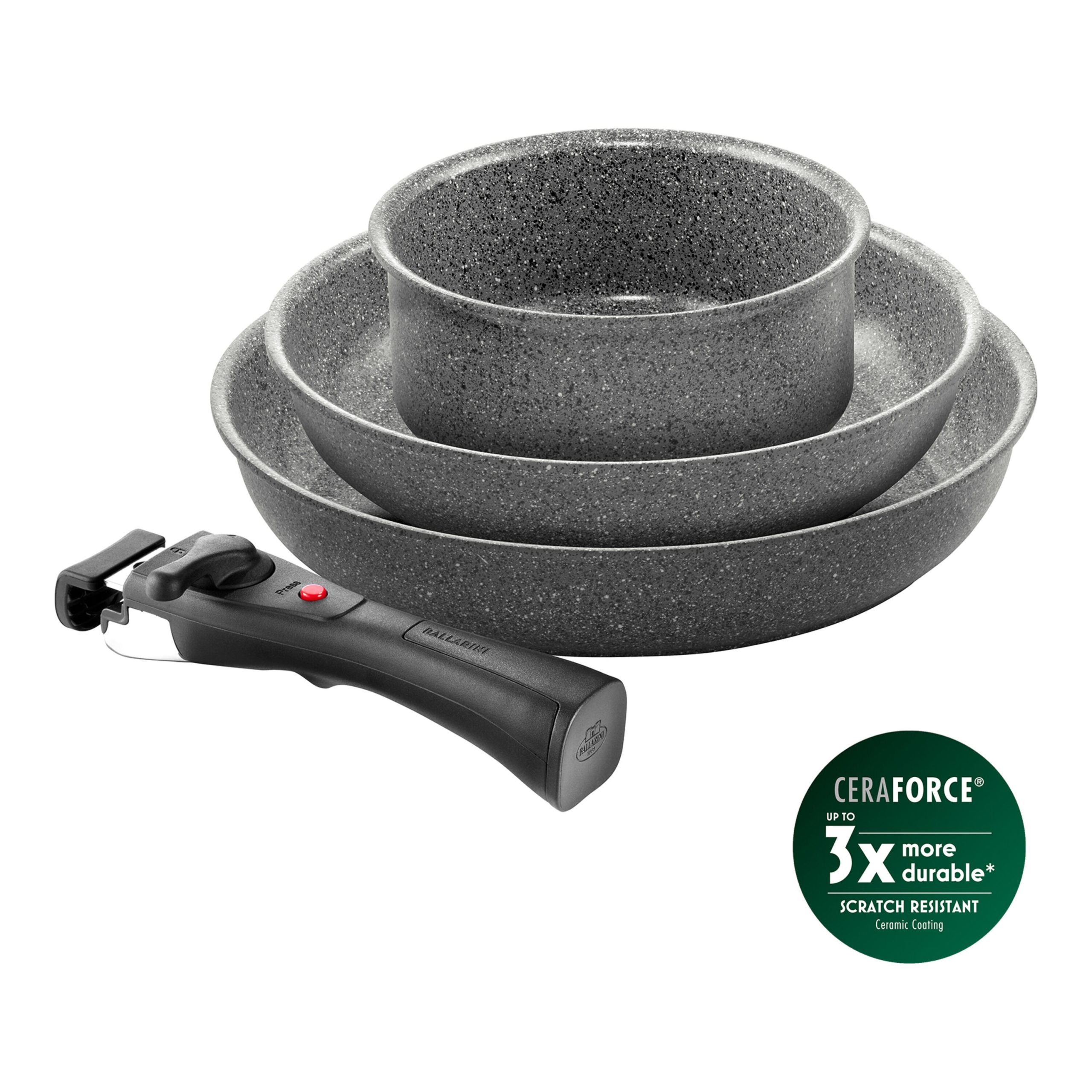 Set de poêles, 4-pcs, Aluminium, Revêtement antiadhésif en céramique