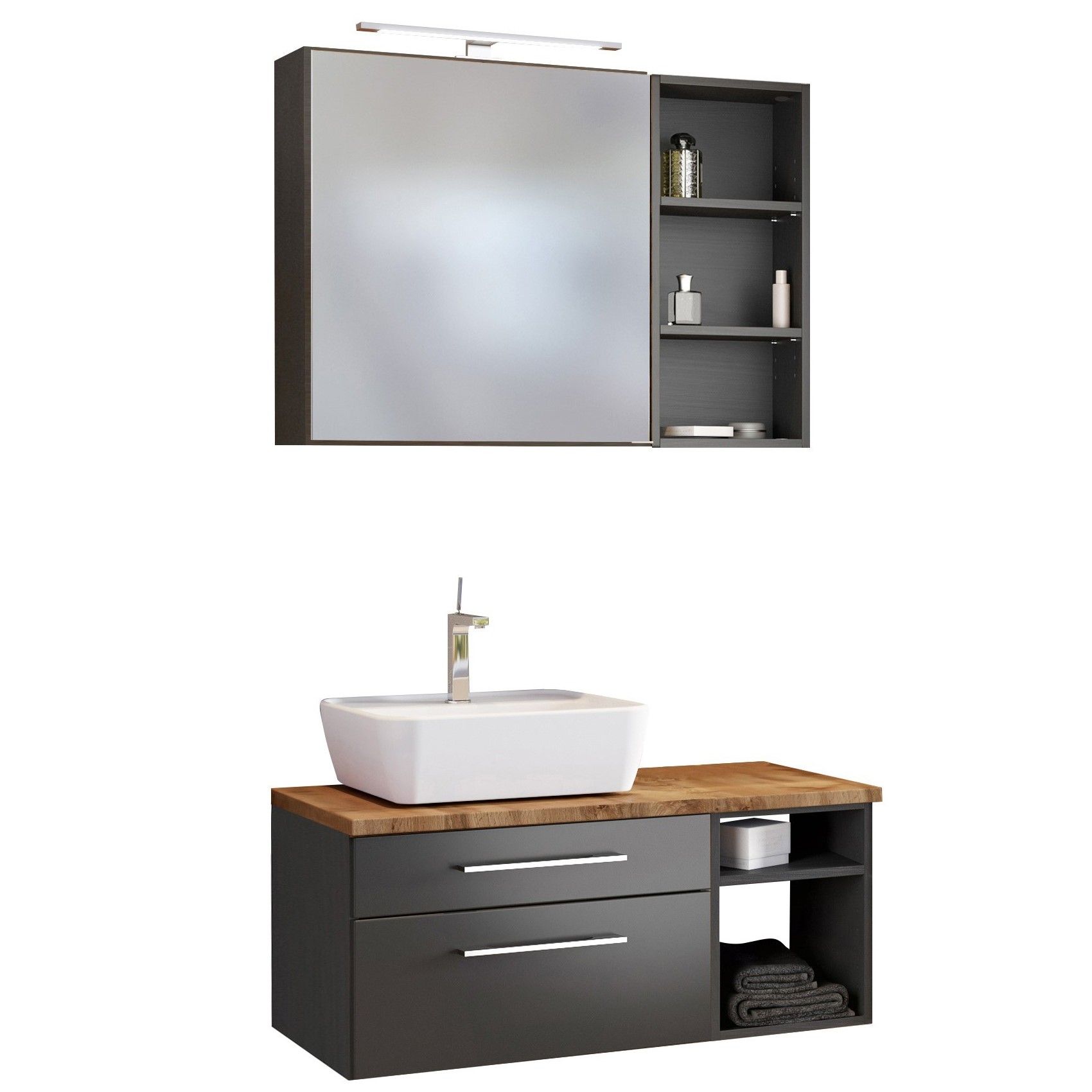 Ensemble salle de bains Dasa 13 gauche - graphite/gris mat