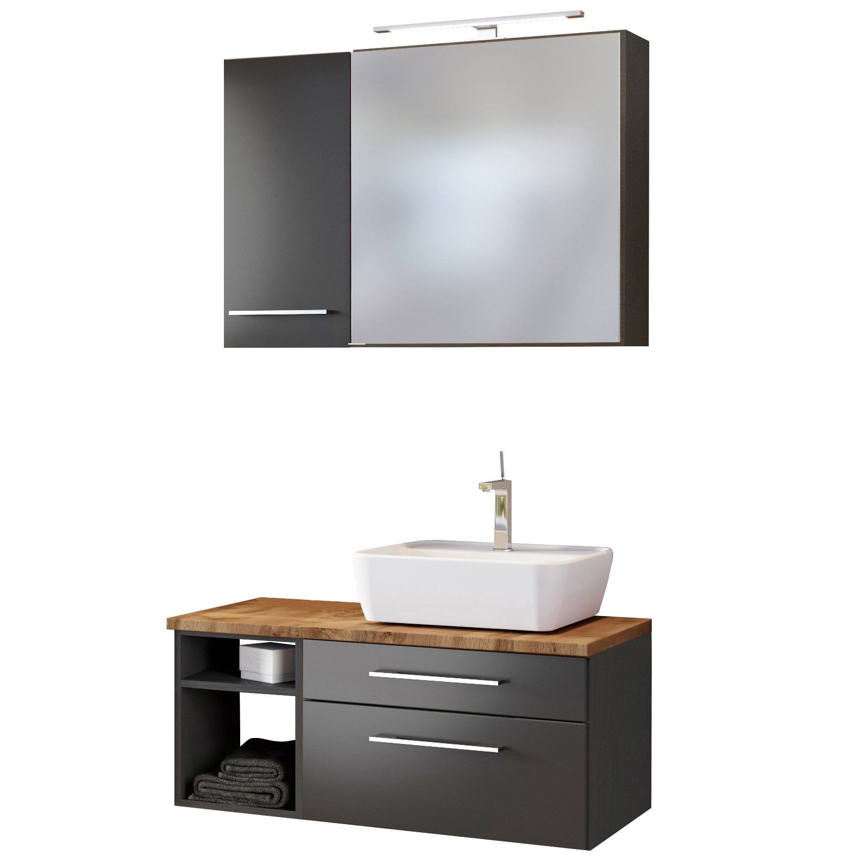 Ensemble salle de bains Dasa 14 droite - graphite/gris mat