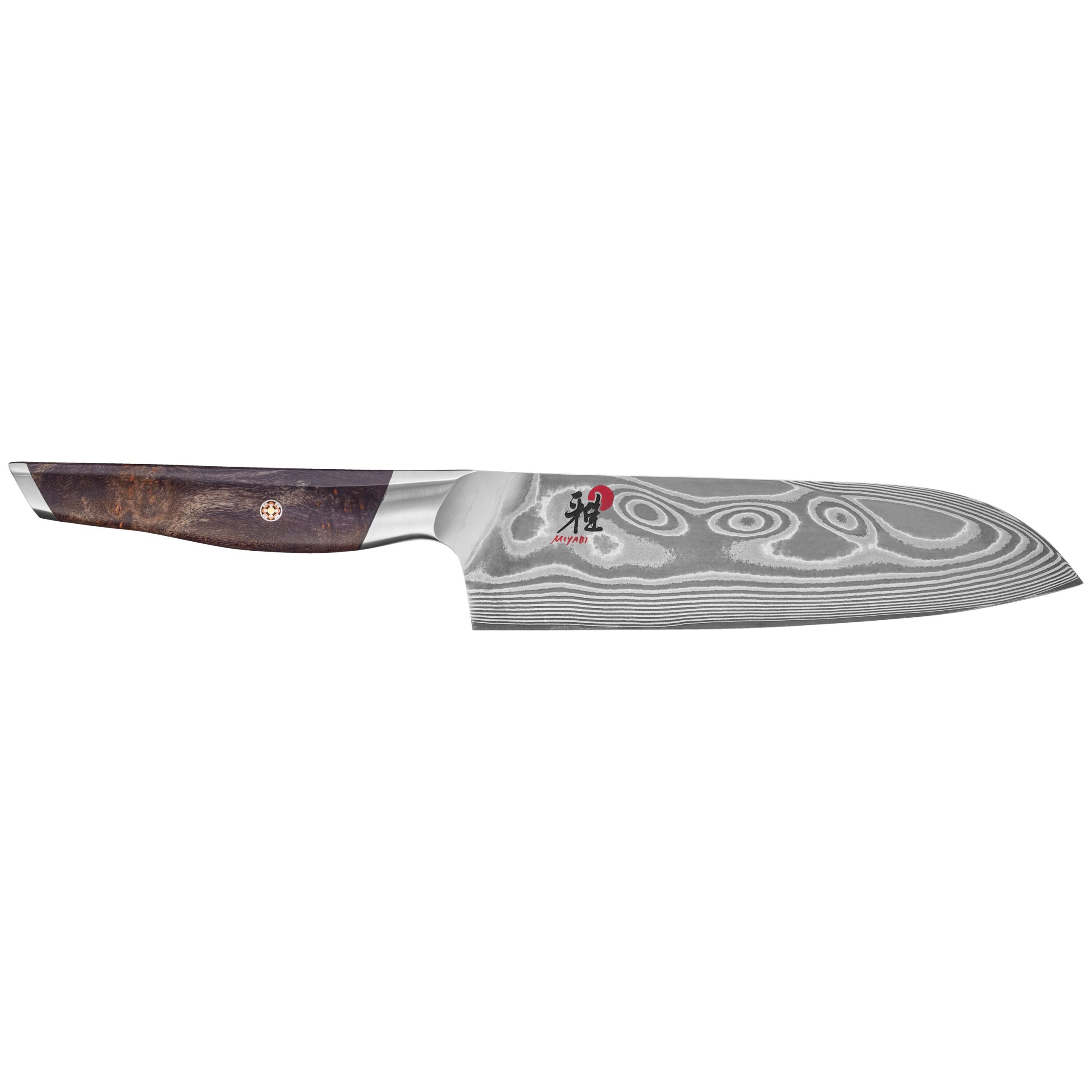 Santoku 18 cm, Noir brun, Tranchant lisse