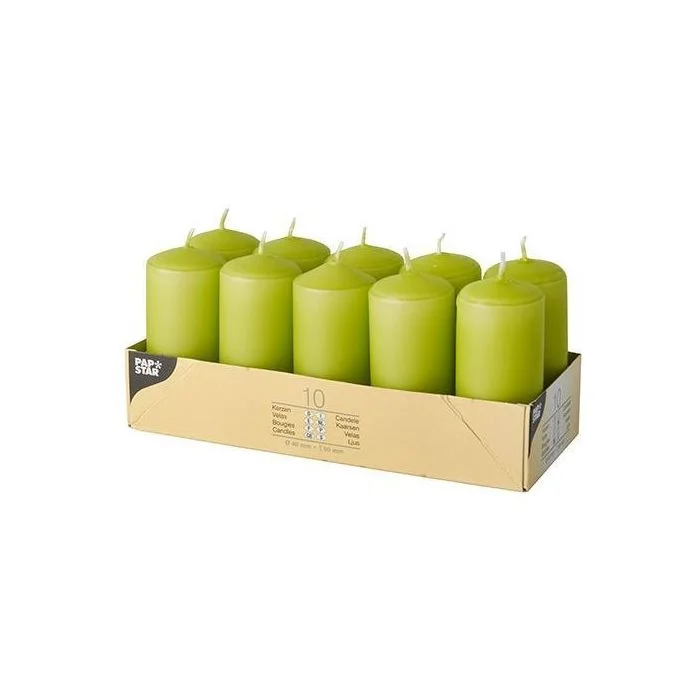 Bougies cylindriques 9 cm - Kiwi STARPAK Lot de 10