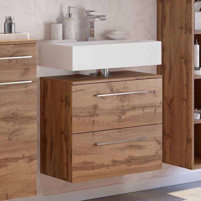 Meuble sous lavabo Sefa 60cm 1 porte & 1 tiroir - chêne wotan