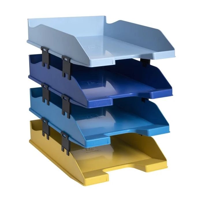 Set de 4 Corbeilles à courrier Combo Midi - Assortiment EXACOMPTA Bee Blue