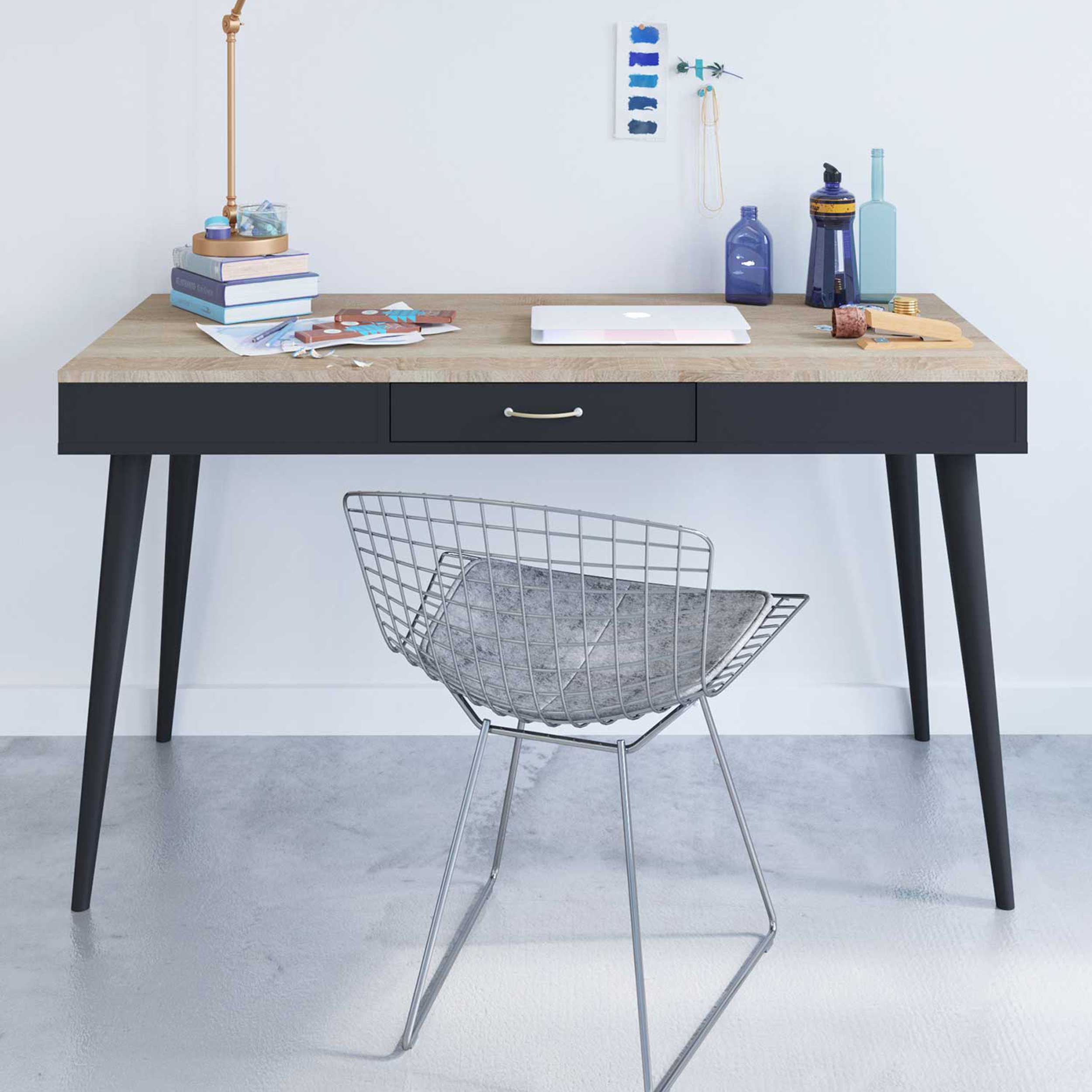 Bureau Horizon 134cm - chêne/noir