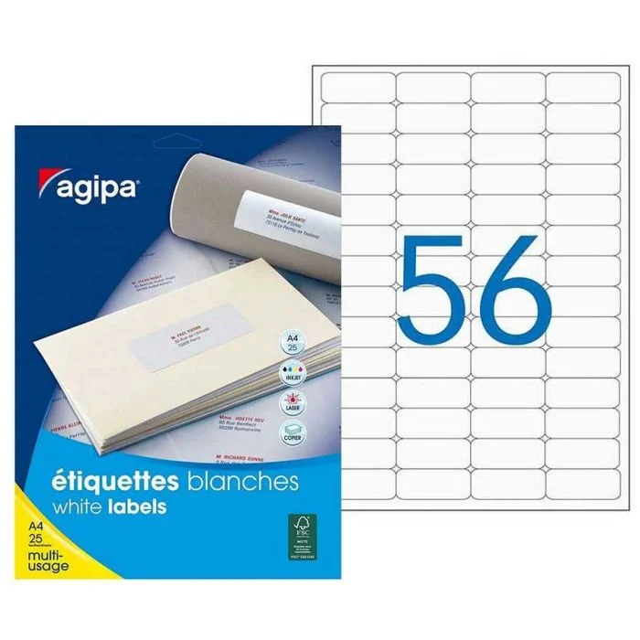 Etiquettes adhésives 50 x 20 mm AGIPA 119602 Lot de 1400