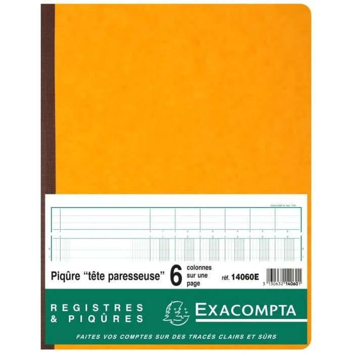 EXACOMPTA Registre à têtes paresseuses - 6 colonnes - 320 x 250 mm