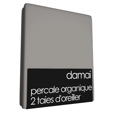 2 Taies d'Oreiller Damai Ciment (Percale Organique)