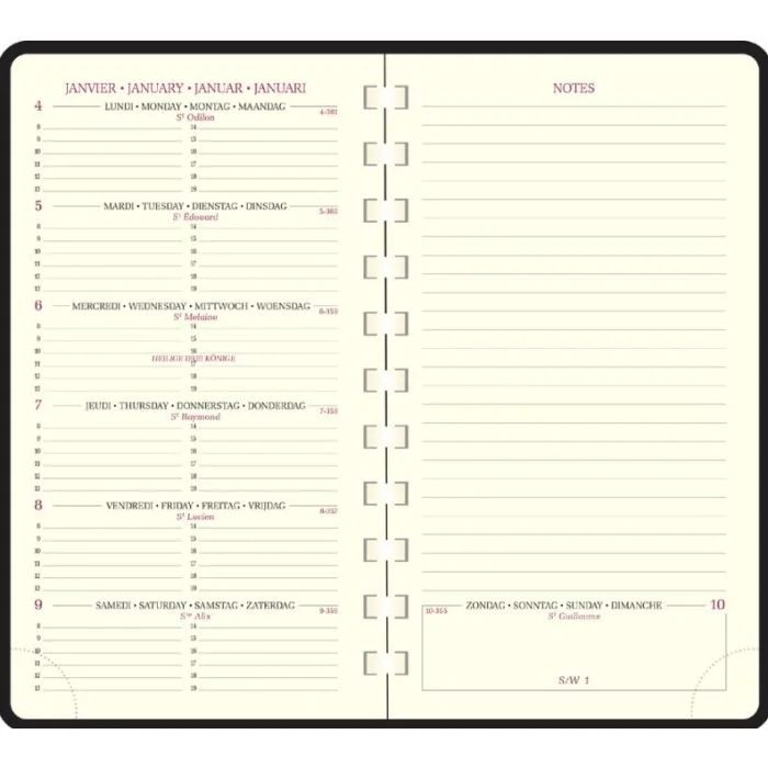 Agenda 2026 Semainier - 90 x 160 mm - Noir EXACOMPTA Espace 16 S