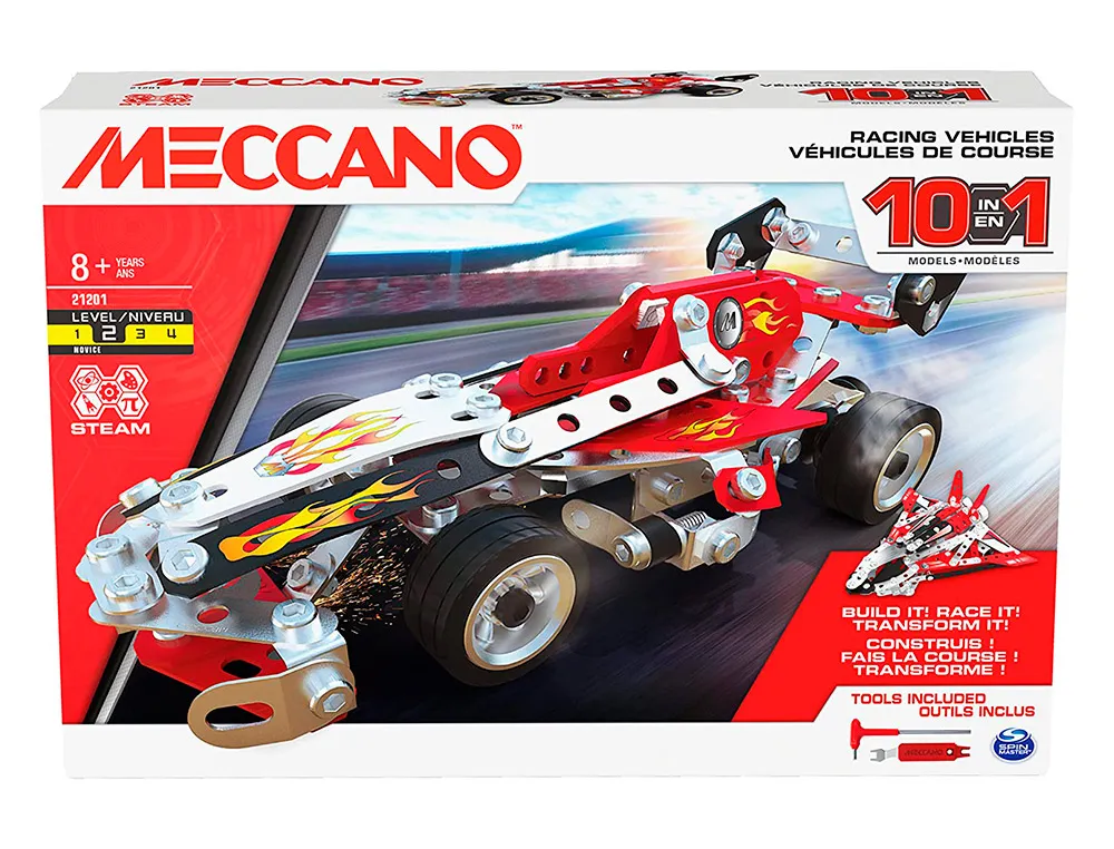 Jeu de construction meccano voitures de course 10 modèles 225 pièces
