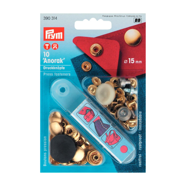 Boutons pression 15mm Anorak + Outil