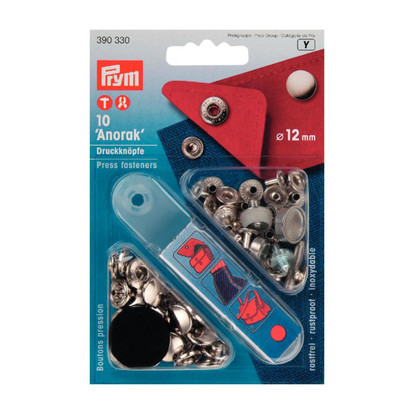 Boutons pression 12mm Anorak + Outil