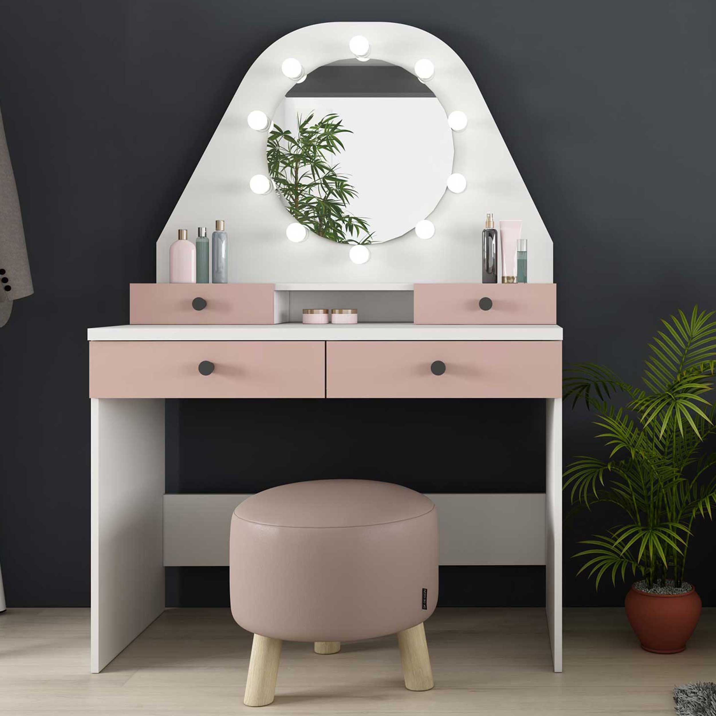 Coiffeuse Star - rose/blanc