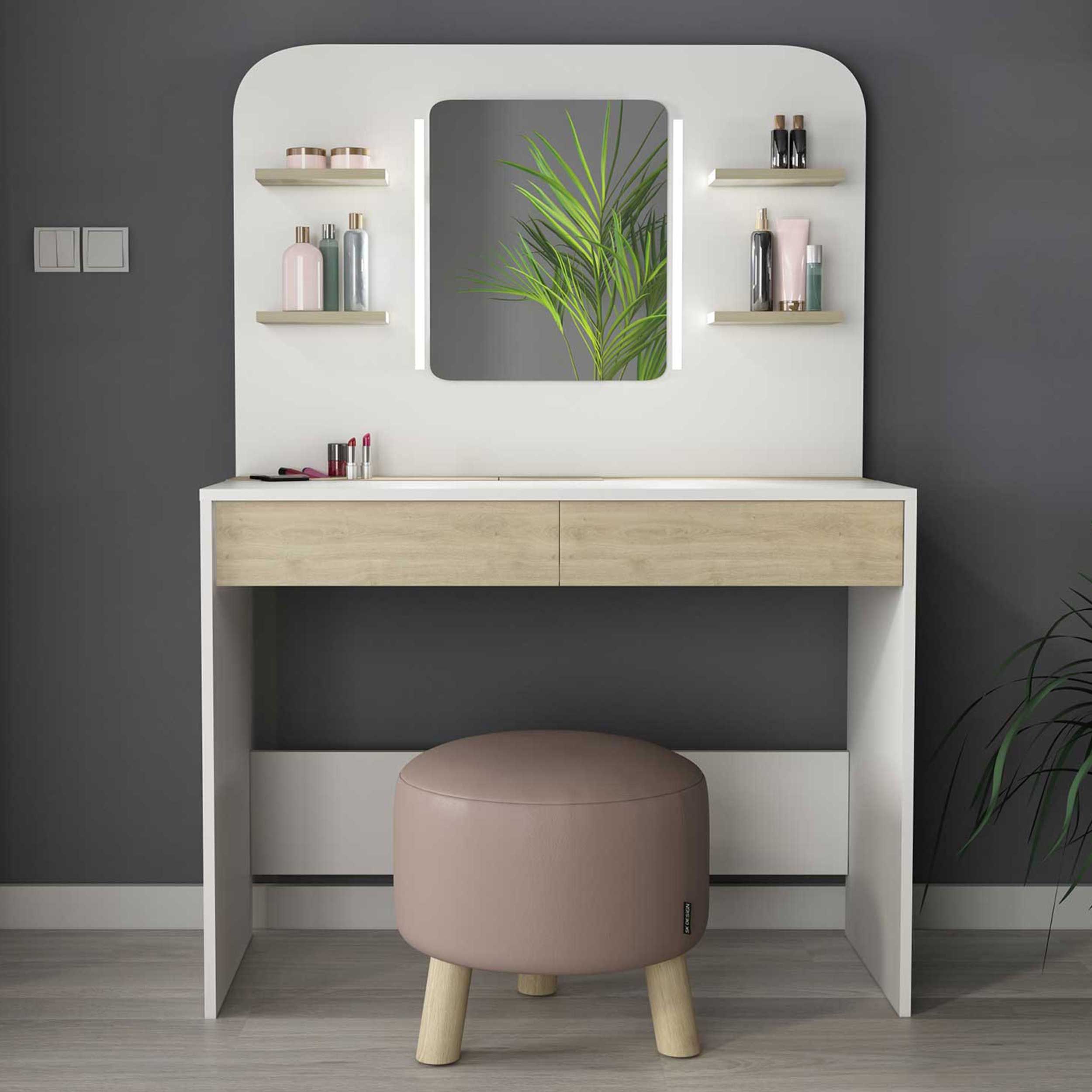 Coiffeuse Secret - chêne/blanc