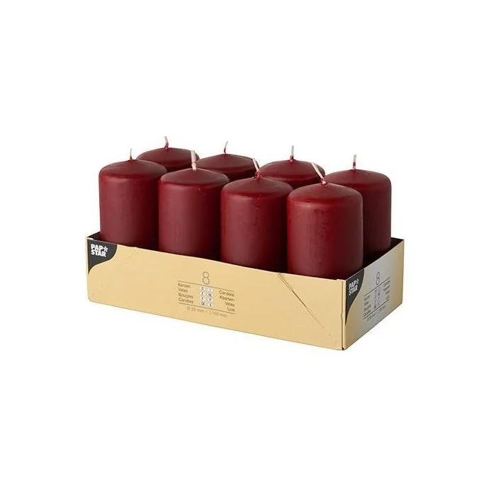 Bougies cylindriques - Bordeaux 10 cm STARPAK Lot de 8