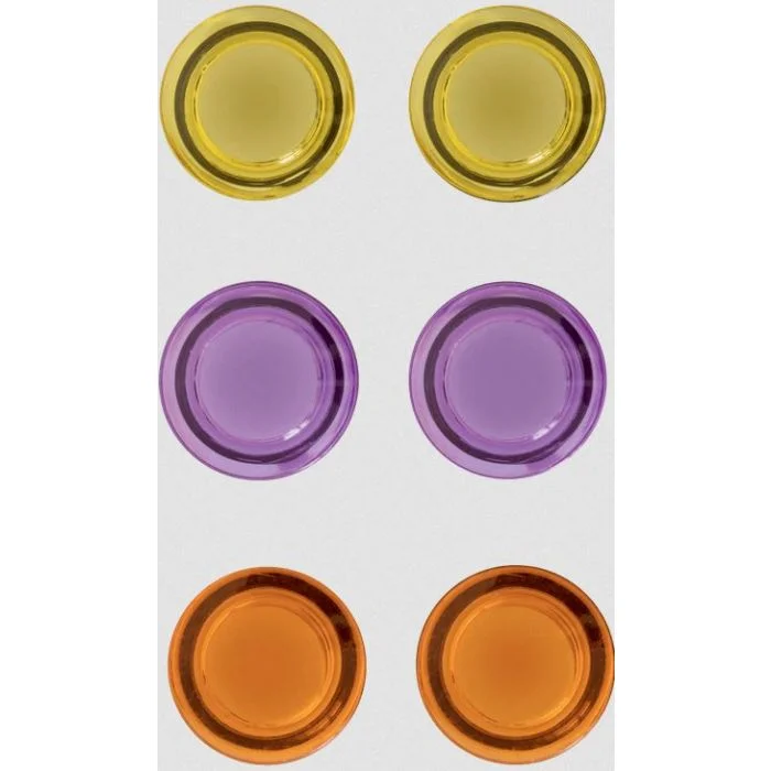 Aimants ronds - 30 mm - Jaune Orange Mauve NOBO Lot de 6