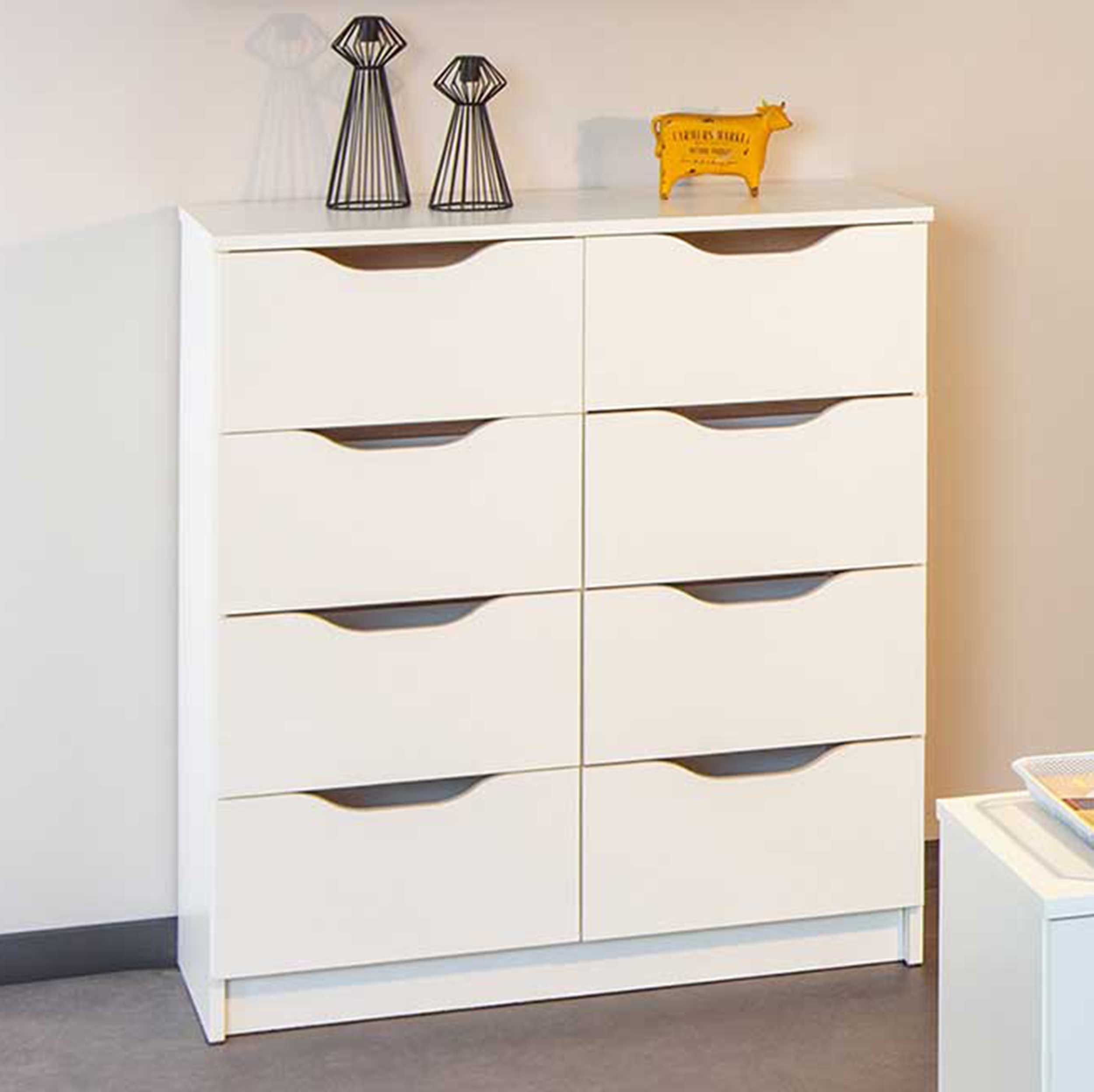 Chiffonnier Westphalen 8 tiroirs - blanc