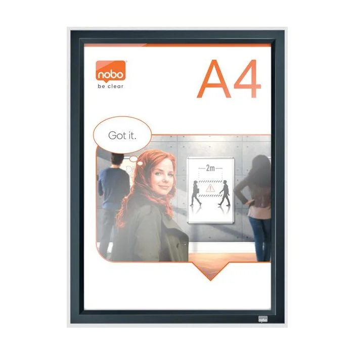 Cadre porte affiche en aluminium - 250 x 340 mm - A4 - Graphite NOBO