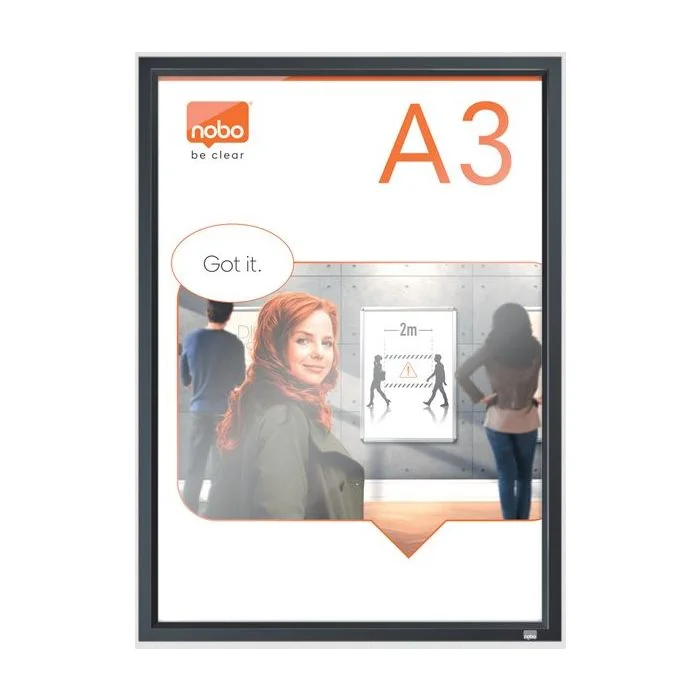 Cadre porte affiche en aluminium - 339 x 463 mm - A3 - Graphite NOBO