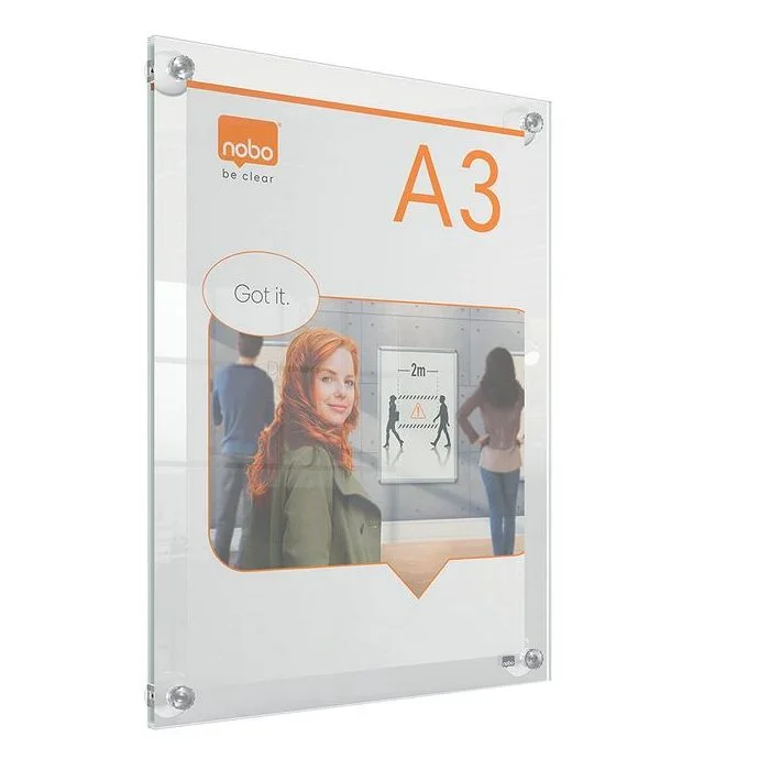 Porte Affiche A3 à Ventouses - Acrylique Transparent NOBO Premium Plus