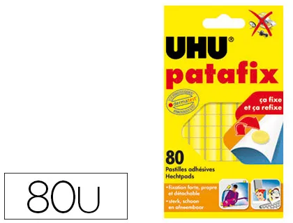 Pastille adhésive uhu patafix fixe momentanément définitivement documents objets coloris jaune sachet 80 unités