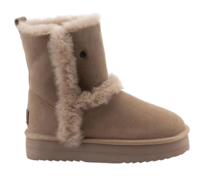 Bottes Warmbat Femme Kangourou Suede Double Faced Plateau Wool Stone